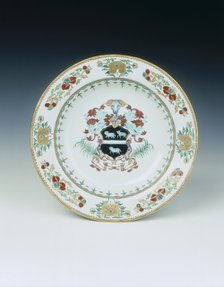 Soup plate with the arms of Lambton, Qing dynasty, China, c1735. Artist: Unknown