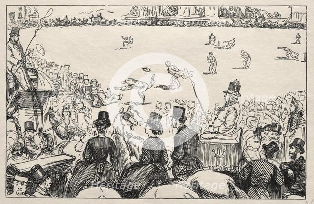University Cricket Match at Lords, 1862. Creator: George Louis Palmella Busson Du Maurier (British, 1834-1896).