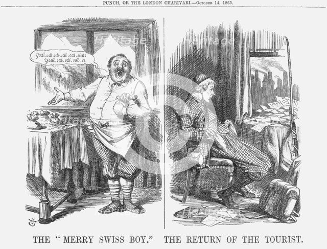 'The Merry Swiss Boy The Return of the Tourist', 1865. Artist: John Tenniel