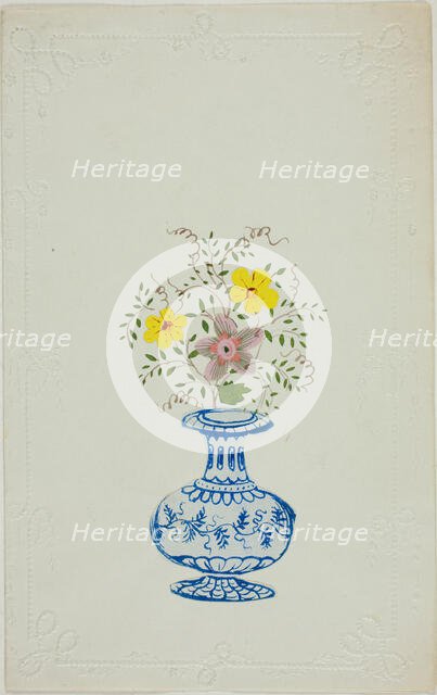 Untitled Valentine (Blue and White Vase with Flowers), c. 1850. Creator: George Kershaw.