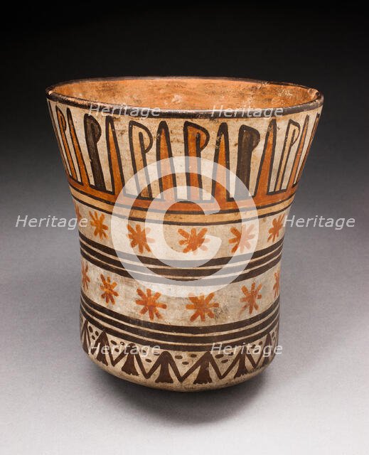 Beaker with Horizontal Bands of Geometric Motifs, 180 B.C./A.D. 500. Creator: Unknown.