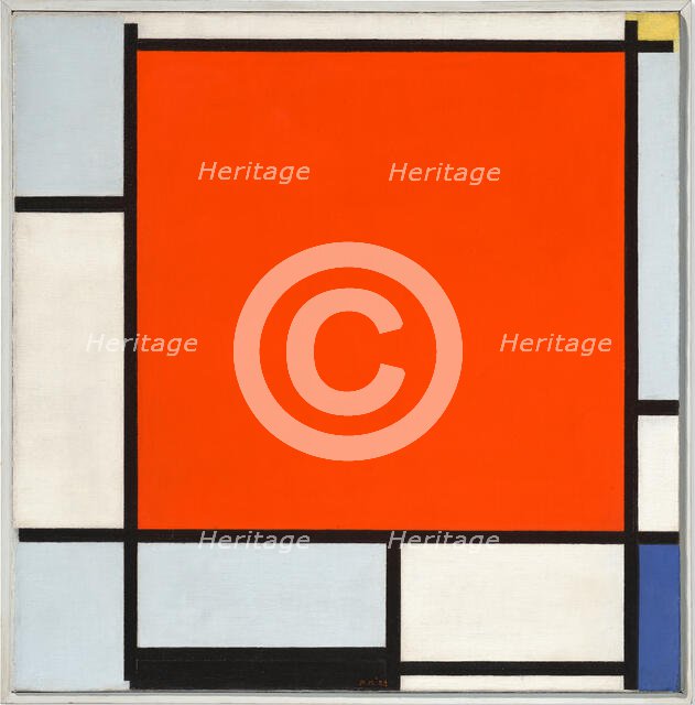 Composition with Large Red Plane, Bluish Gray, Yellow, Black and Blue, 1922. Creator: Mondrian, Piet (1872-1944).