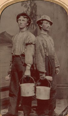 Two Painters with Brushes and Buckets, 1874. Creator: Unknown.