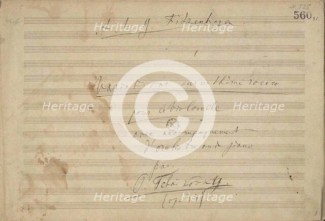 Autograph manuscript of the Variations on a Rococo Theme in A major, Opus 33, 1877. Creator: Tchaikovsky, Pyotr Ilyich (1840-1893).