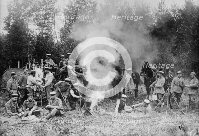 Germans cooking near firing line, North Sea Coast, between c1914 and c1915. Creator: Bain News Service.