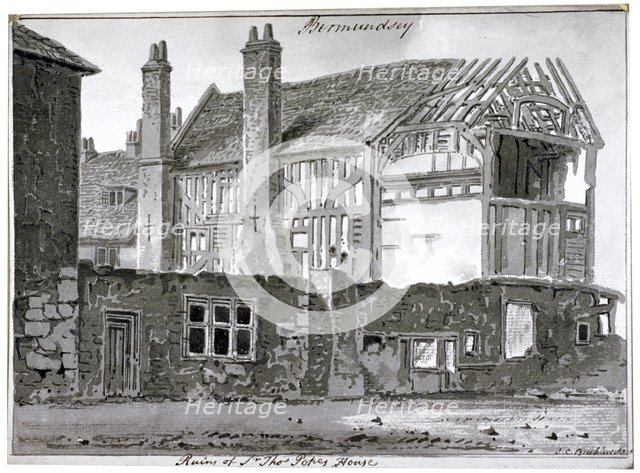 Remains of Thomas Pope's house, Mill Lane, Bermondsey, London, 1808. Artist: John Chessell Buckler