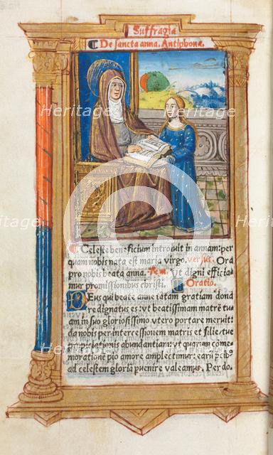 Printed Book of Hours (Use of Rome): fol. 108v, St. Anne and the Virgin Mary, 1510. Creator: Guillaume Le Rouge (French, Paris, active 1493-1517).