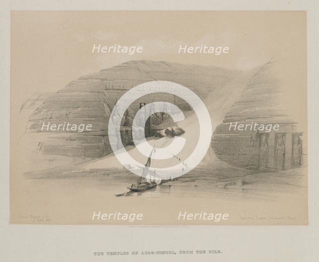 Egypt and Nubia, Volume II: Excavated Temples of Abo Simble, Nubia, 1848. Creator: Louis Haghe (British, 1806-1885); F.G.Moon, 20 Threadneedle Street, London.