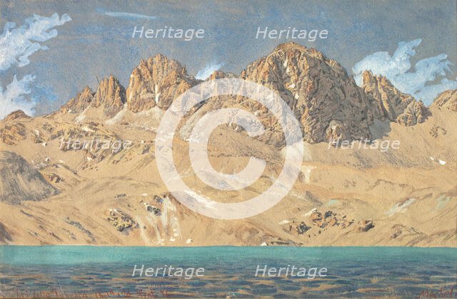 Lake of Tscheppa with Mt. Polaschin in the Engadin Valley, 1876. Creator: Adolf Von Meckel.