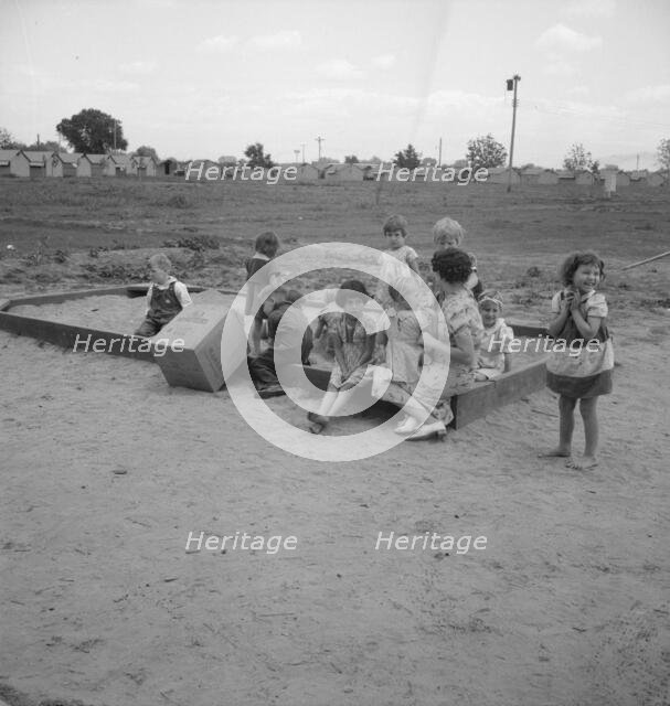 Children who attend nursery school, Farmersville FSA camp, Tulare County, California, 1939 Creator: Dorothea Lange.
