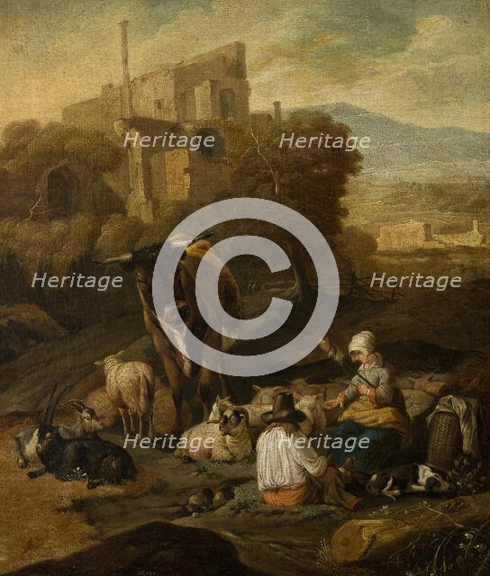 Pastoral Scene Against Ruins, 2nd half of 17th century. Creator: Johann Heinrich Roos.