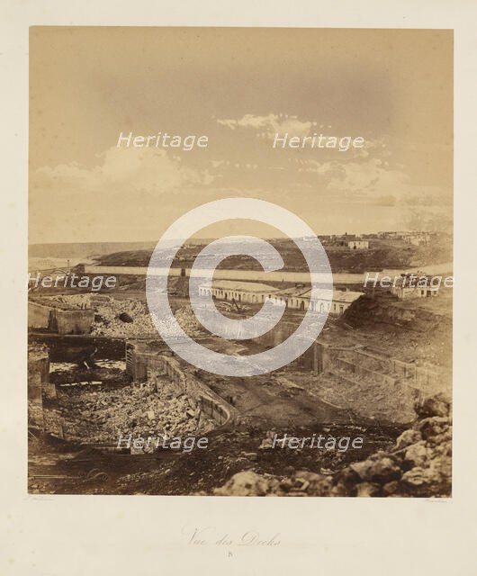 View of the Docks. From: Souvenir de la Guerre de Crimee, 1855. Creator: Méhédin, Léon-Eugène (1828-1905).