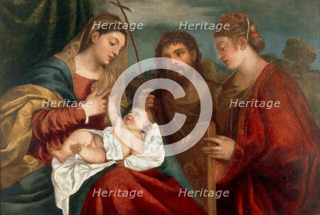 Madonna and Child with John the Baptist and Saint Cecilia, ca 1540-1560. Creator: Titian, (School)  .