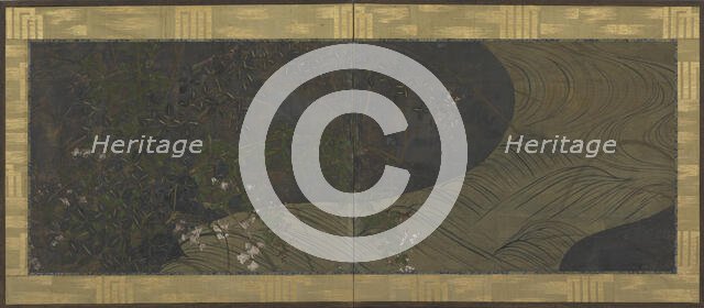 Running water, autumn grasses and flowers, Edo period, late 17th-early 18th century. Creator: Ogata Korin.