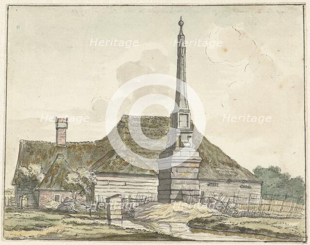 The milestone or ban pole at Halfweg, 1780. Creator: Jacques Kuyper.