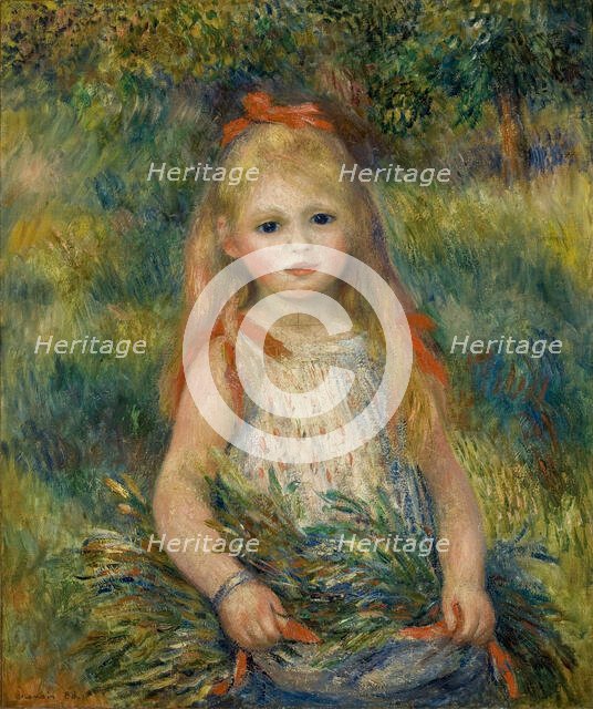 Girl with Flowers, 1888. Creator: Renoir, Pierre Auguste (1841-1919).