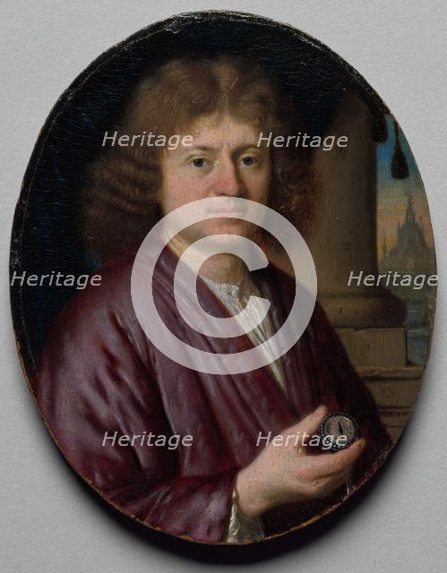 Portrait of a Man Holding a Watch, c. 1665-70. Creator: Pieter Cornelisz van Slingelandt (Dutch).
