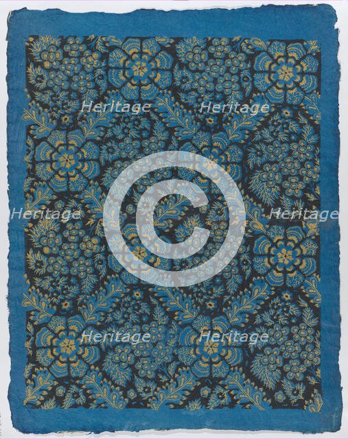 Sheet with overall black and gold floral pattern, late 18th-mid-19th..., late 18th-mid-19th century. Creator: Anon.