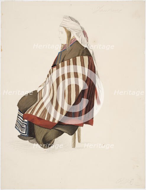 A seated peasant woman from Joutseno. Creator: Robert Wilhelm Ekman.