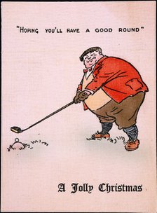 Christmas card with a golfing theme, c1910. Artist: Unknown