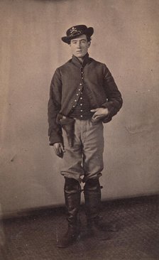 Union Cavalry Soldier with Pistol in Holster, 1861-65. Creator: Tappin's Photograph Art Gallery.