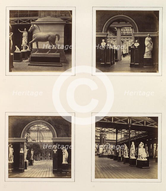 [Statue of a Horse; Roman Court, Portrait Busts of Emperors; Doorway of Roman Court, F..., ca. 1859. Creator: Attributed to Philip Henry Delamotte.