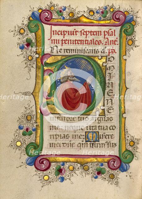 Initial D: David in Prayer, about 1469. Creator: Taddeo Crivelli.