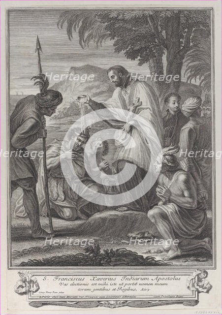 Saint Francis Xavier baptizing the Indians, 1714-74. Creator: Anon.