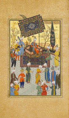 Khusrau Seated on his Throne, Folio 64 from a Khamsa (Quintet) of Nizami, A.H. 931/A.D. 1524-25. Creators: Sultan Muhammad Nur, Mahmud Muzahhib, Shaikh Zada.