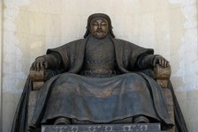 Seated statue of Chingis Khan at the Parliament Building in Ulan Bator, 2005. Artist: Anonymous  