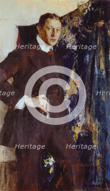 Portrait of the painter Vitaly Tikhov (1876-1939), 1916. Creator: Nikolay Feshin.