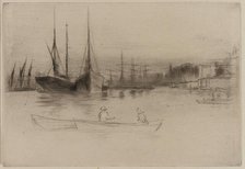 Steamboats off the Tower, 1875. Creator: James Abbott McNeill Whistler.