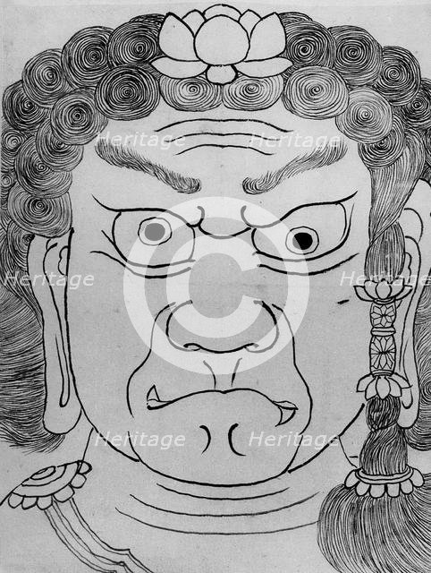 Mask of Fudo Myoo, 18th-19th century. Creator: School of Katsushika Hokusai.
