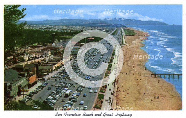 San Francisco Beach and Great Highway, California, USA, 1957. Artist: Unknown