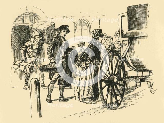 'The carriage which was to convey the travellers drew up at the door', (1907).  Creator: Unknown.