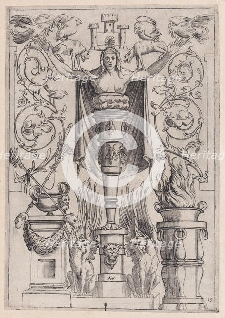 Ornamental Panel, ca. 1514-36. Creator: Agostino Veneziano.