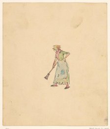 Old woman with broom, c.1880-c.1910. Creator: Anon.