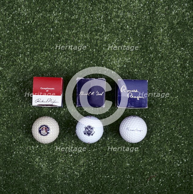 Golf balls bearing signatures of US Presidents, c1969-c1988. Artist: Unknown
