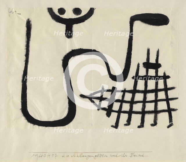 The Snake Goddess and her Foe, 1940. Creator: Klee, Paul (1879-1940).