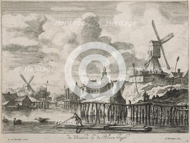 Views of Amsterdam. Plate 3.  De Meulende Blaeu brugh, 1663-1690. Creator: Abraham Blooteling.