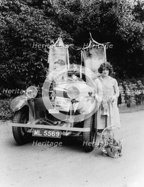 A woman and her prize winning Ballot car, Bournemouth, Dorset, 1928. Artist: Unknown