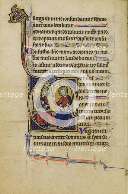 Initial D: The Trinity; Wenceslaus Psalter, about 1250-1260. Creator: Unknown.