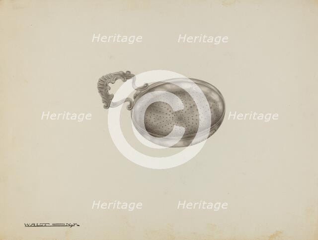 Silver Lemon Strainer, c. 1939. Creator: Kalamian Walton.