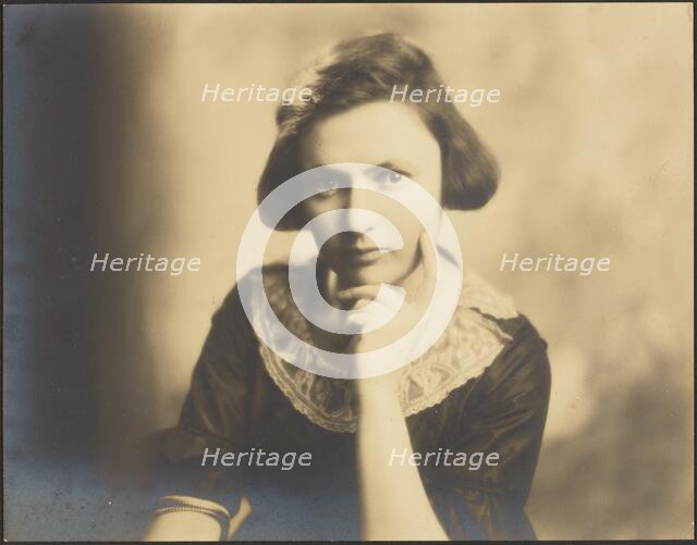 Portrait of a Young Woman with Lace Collar, 1907-1943. Creator: Louis Fleckenstein.