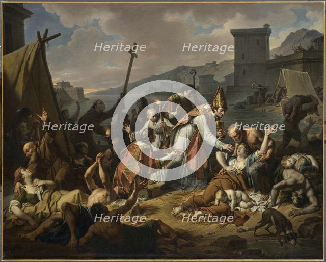 The Devotion of Monsignor de Belsunce during the Plague of Marseille, 1720, before 1819. Creator: Monsiaux, Nicolas André (1754-1837).