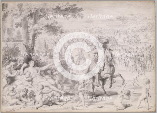 Louis XIV Captured by Venus, early 1670s. Creator: Charles Le Brun (French, 1619-1690), studio of ; Adam Frans van der Meulen (Flemish, 1632-1690).