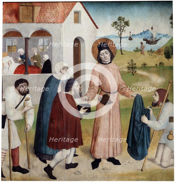 Saint Giles distributing his property among the poor', c1470-1480. Creator: German master.