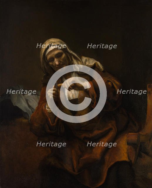 Old Woman Cutting Her Nails, ca. 1655-60. Creator: Style of Rembrandt (Dutch, second or third quarter 17th century).