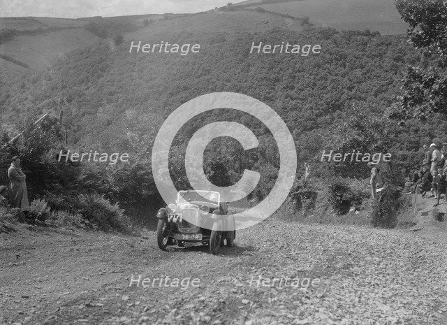 Austin 65 competing in the Mid Surrey AC Barnstaple Trial, Beggars Roost, Devon, 1934. Artist: Bill Brunell.