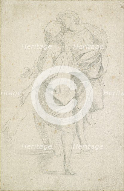 Two Figures standing on a Flight of Steps, after Raphael, c1853-54 Artist: Edgar Degas.